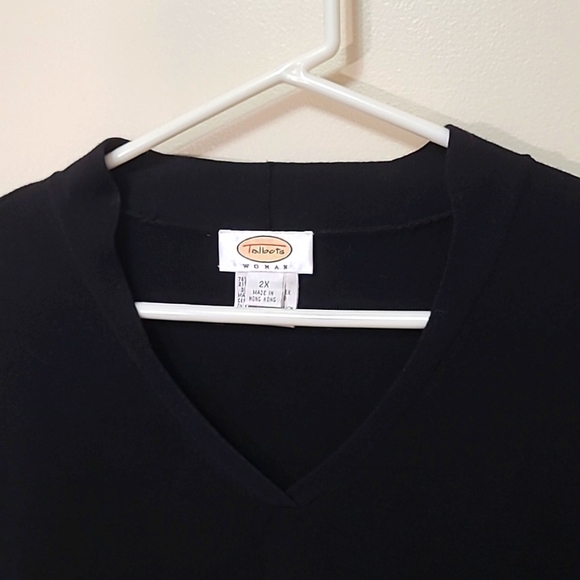 Talbots Woman Black Cotton Nylon Blend Short Sleeve Sweater Tee Size 2x - Picture 4 of 9
